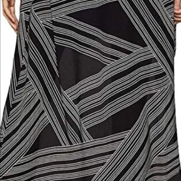 BCBGMAXAZRIA Sleeveless Cascade-Ruffle High-Low Dress Black White Optic XS - Picture 8 of 8